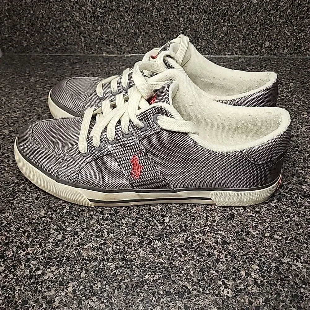 Polo Ralph Lauren Humberto Men's Shiny Gray Mesh‎ Sneakers Size 10D